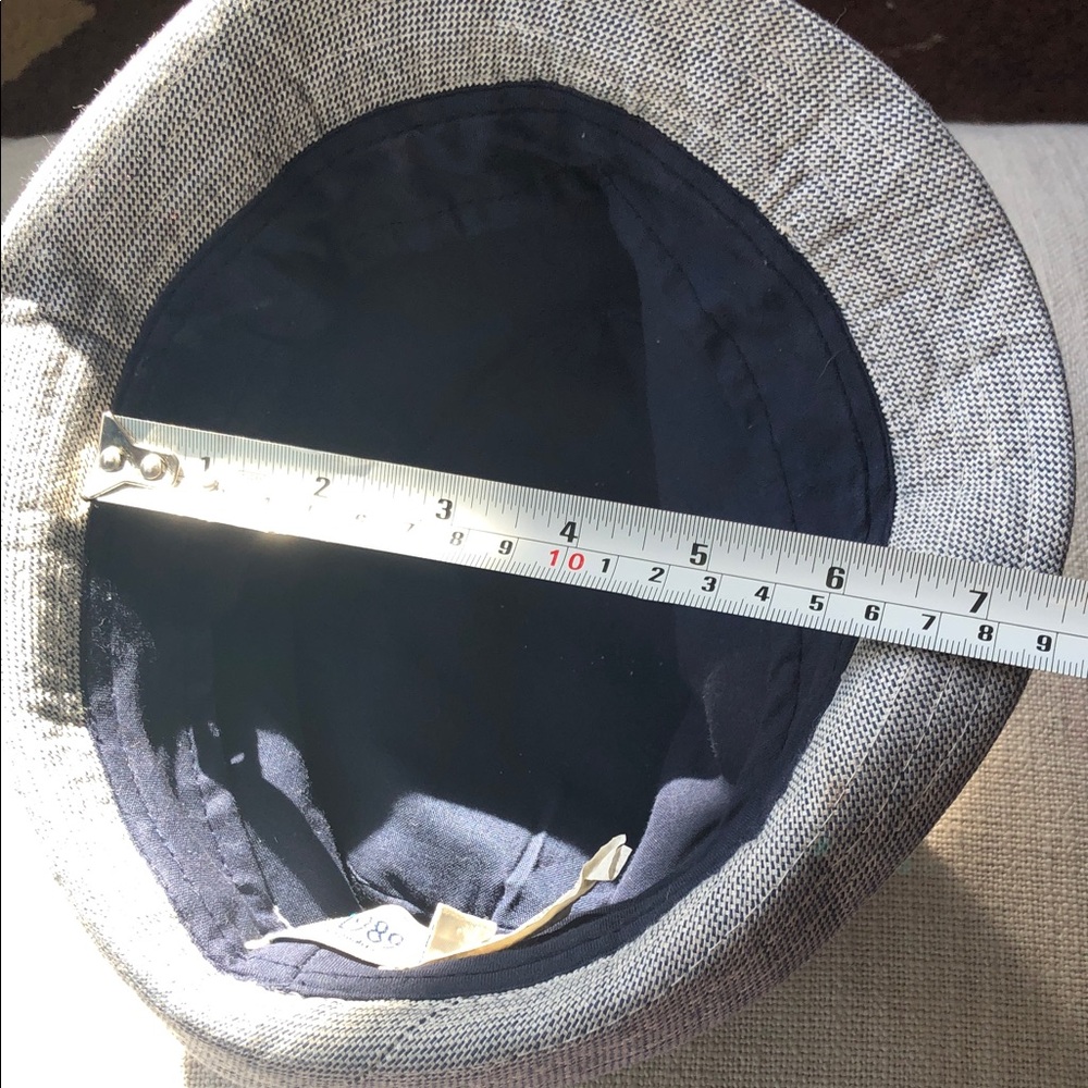 Light Gray Textured Bucket Hat with Navy Band - Picture 5 of 6